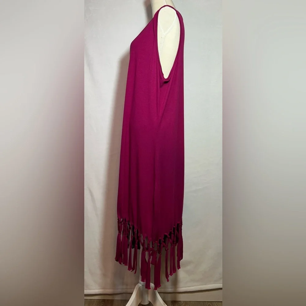 Pinziko NWOT Swimsuit Coverup Women’s Size 3XL Pink Fringe Hem - Picture 3 of 8